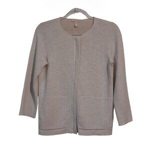 EILEEN FISHER Women's Organic Linen Cotton Front Zip Stretch Jacket - XXS